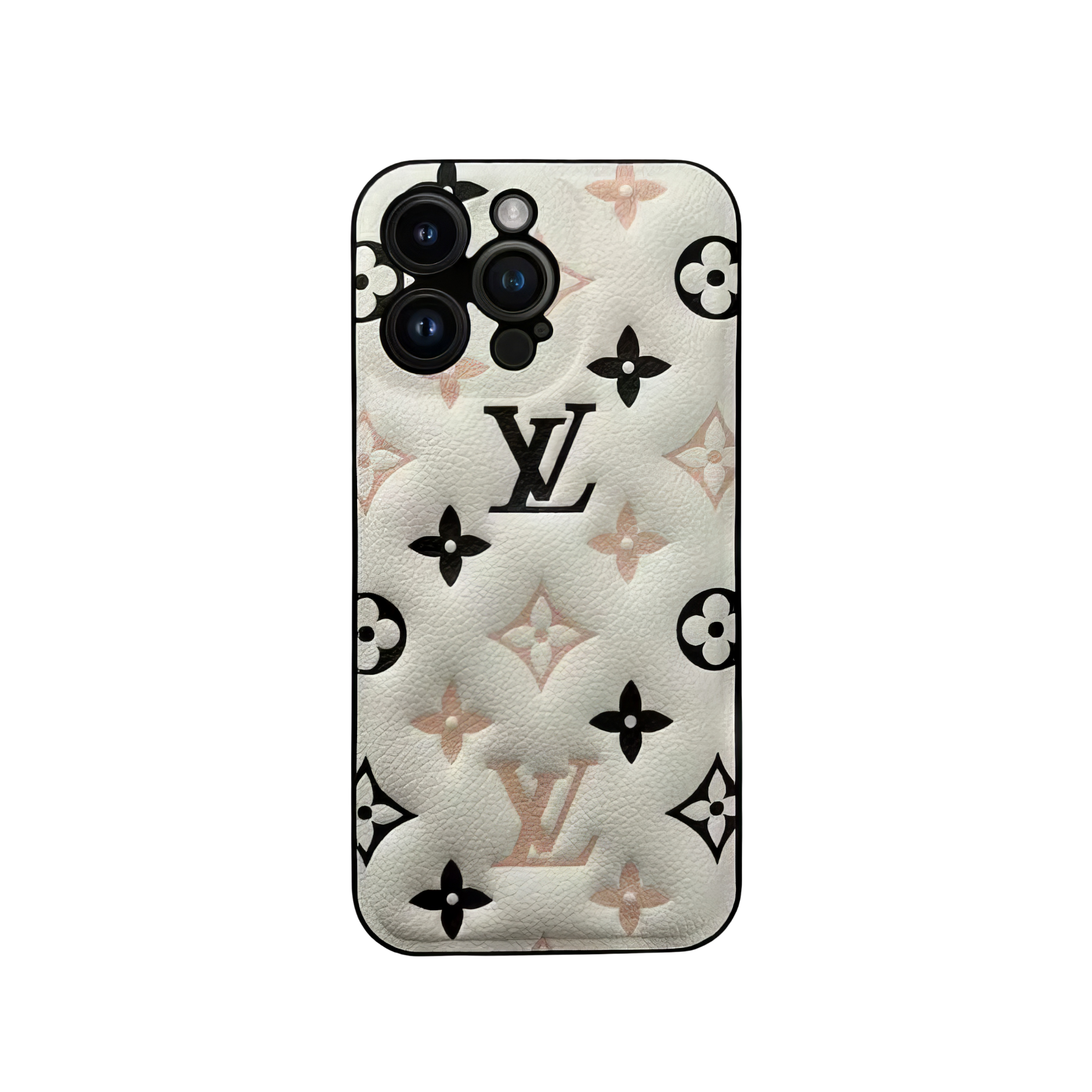 Black Louis Vuitton smartphone case with puffy design and LV logo