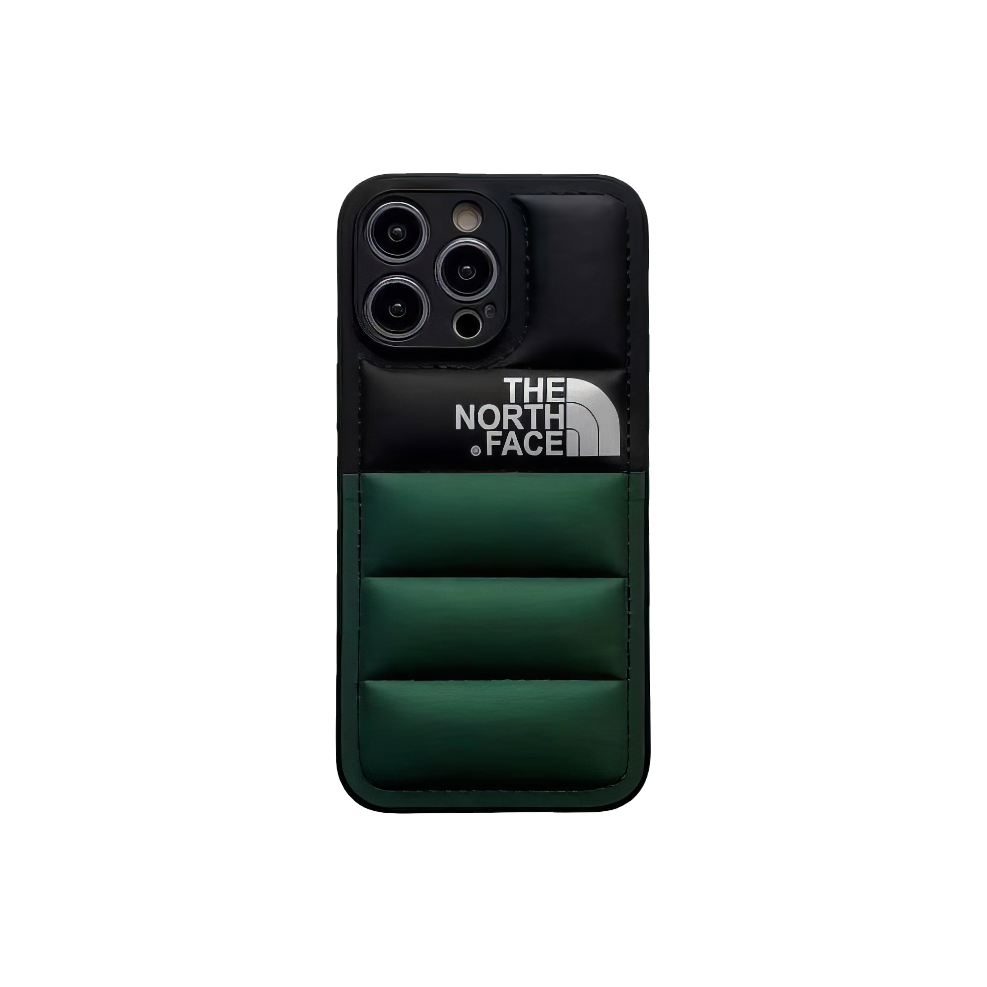 The North Face half dark green and black smartphone case, for a sophisticated outdoor vibe.