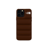 Sophisticated brown Puffer Case for iPhone, quilted for both style and protection.