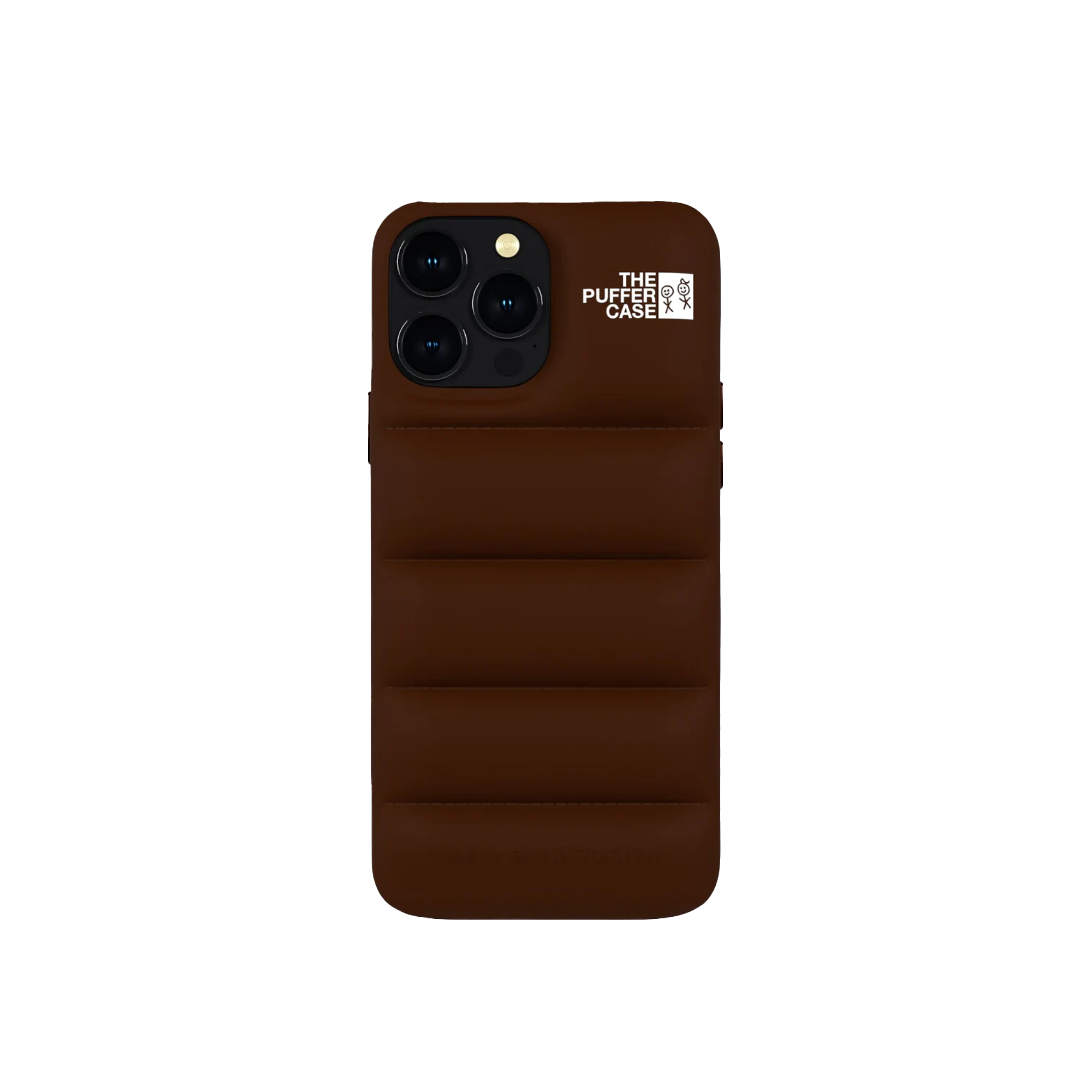 Sophisticated brown Puffer Case for iPhone, quilted for both style and protection.