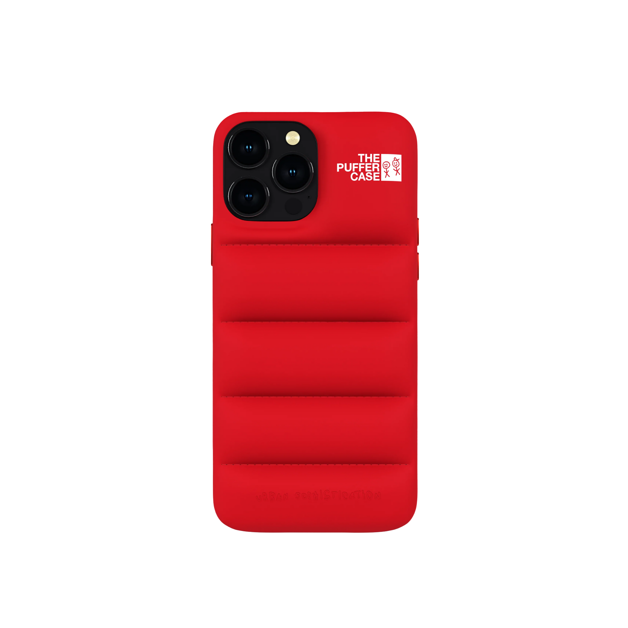 Quilted red Puffer Case for enhanced iPhone protection and a pop of color.