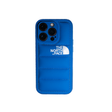 The North Face vibrant blue phone case, designed for the fashion-conscious and the outdoors.