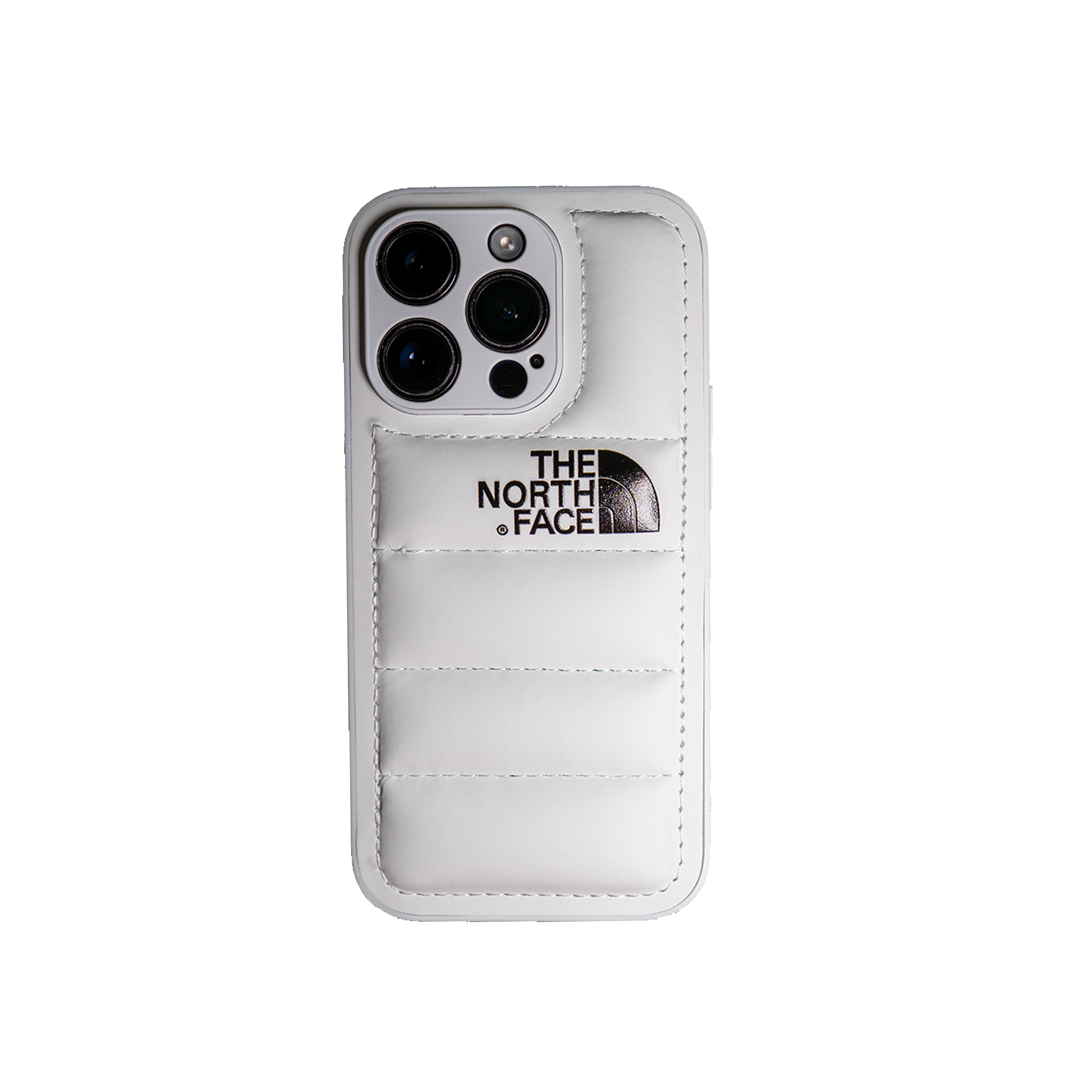 Sleek white The North Face smartphone case with a minimalistic design