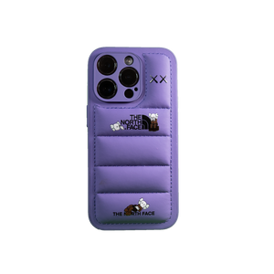 The North Face x Kaws collaboration purple smartphone case with distinctive artistic accents